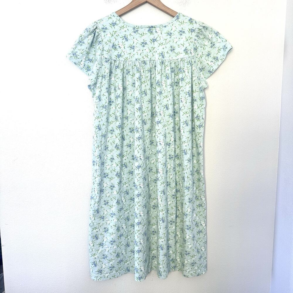 Vintage 90s Jennifer Moore 100% Cotton Nightgown floral Cottage House Dress L - Picture 7 of 11